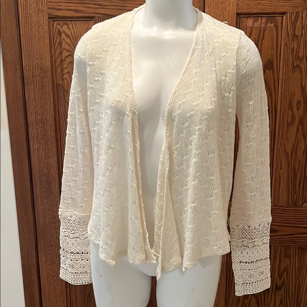 Decree open knit & lace swing boho sweater M-L